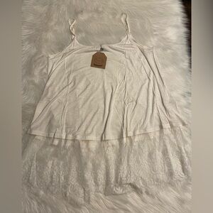 Top Extender, Lace Hem, Jersey Knit, Tank, Spaghetti Straps, Cream, Large, NWT